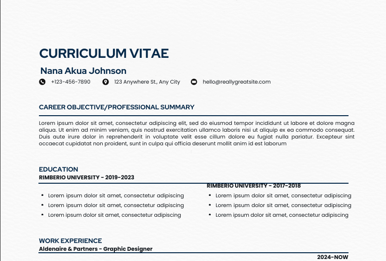 CV Sample 1 preview