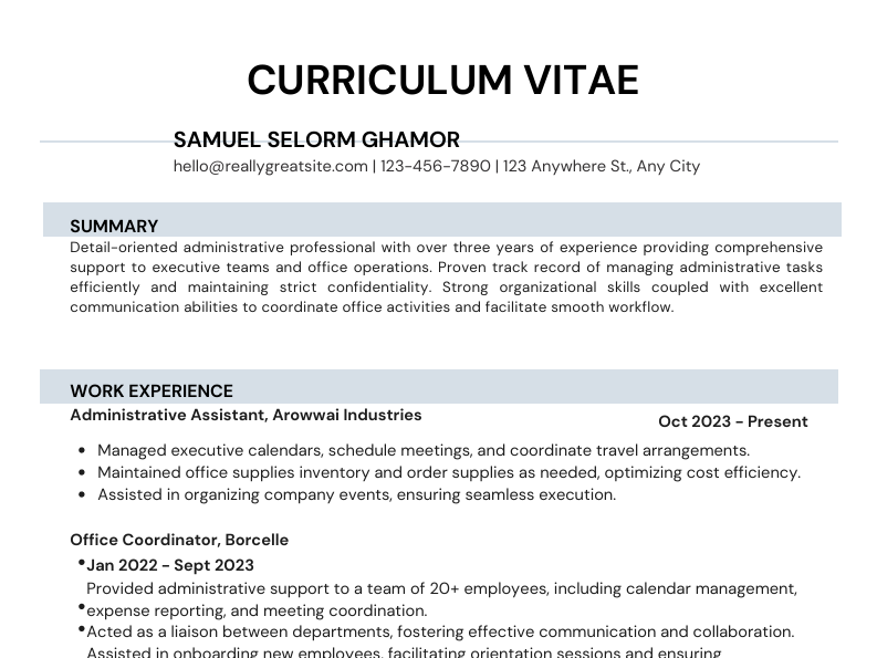 CV Sample 4 preview
